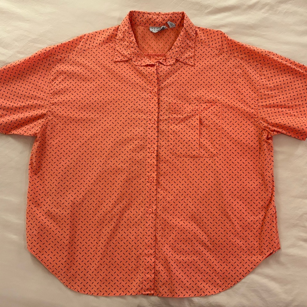 Vintage Venezia Sportswear USA Men's Shirt 80s coral orange Size 26/28‎ - 4X.
